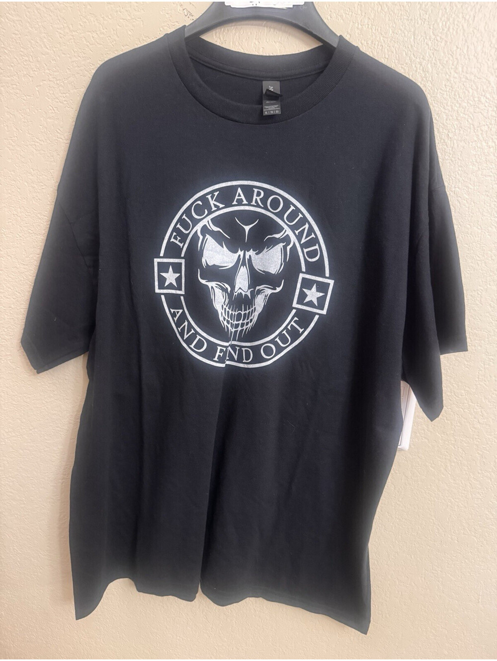 Men’s Black XL Crew Neck Short Sleeve Skull Graphic Tee “F*** Around Find Out”